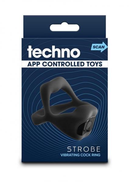 Techno Strobe App-controlled Vibrating Cock Ring Black