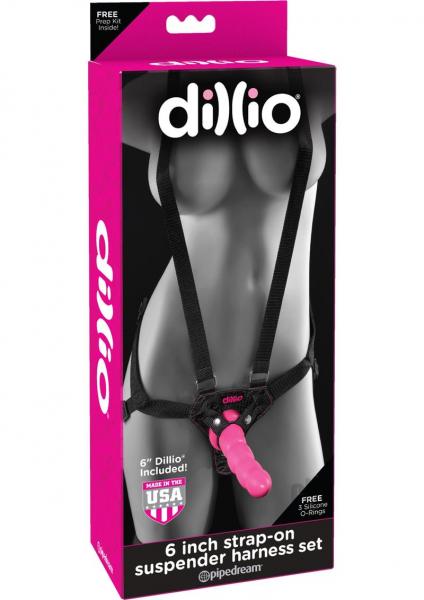 Dillio Pink - 6 Strap-on Suspender Harness Set