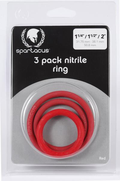 Spartacus Nitrile Cock  Ring Set - Red Pack of 3