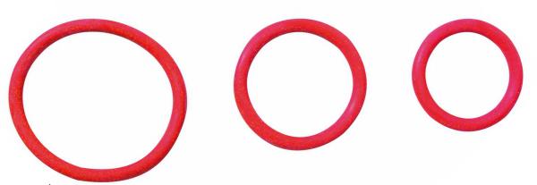 Spartacus Rubber Cock Ring Set - Red Pack of 3