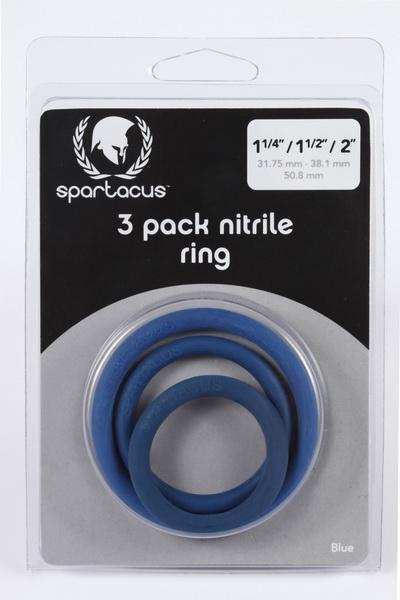 Spartacus Nitrile Cock Ring Set - Blue Pack of 3