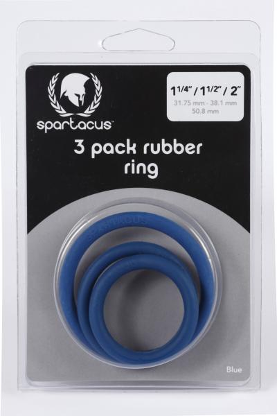 Spartacus Rubber Cock Ring Set- Blue Pack of 3
