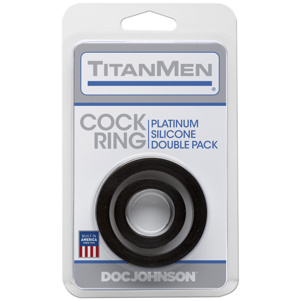 Titanmen Platinum Silicone Cock Ring - Black Pack of 2