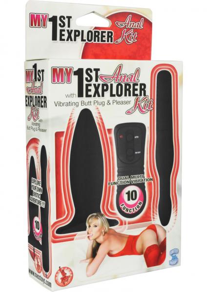 My 1st Anal Explorer Kit Vibrating Butt Plug and Please - Black
