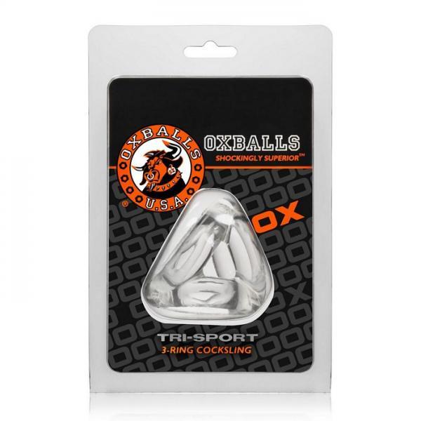 Oxballs Atomic Jock Tri Sport 3 Ring Sling Cockring - Clear