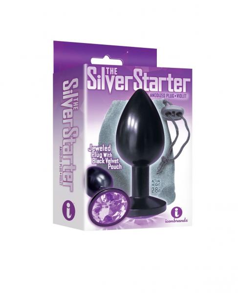 The 9s the Silver Starter Anodized Bejeweled Stainless Steel Plug - Violet
