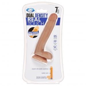 Cloud 9 Novelties Dual Density Real Touch 7 Inch With Balls - Tan