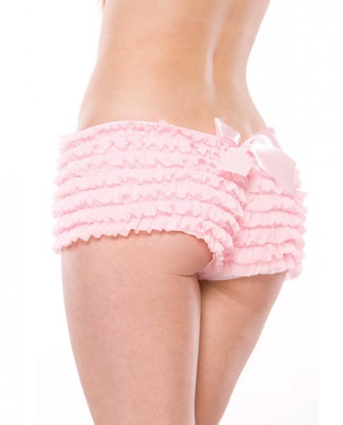 Ruffle Shorts Back Bow Detail Pink O/S