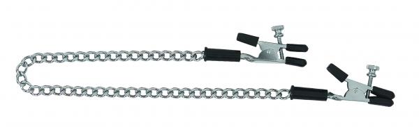 Spartacus Adjustable Nipple Clams With Curbed Chain Rubber Tipped