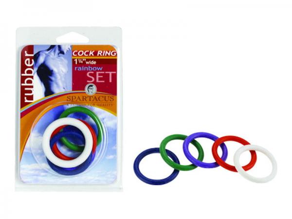 Spartacus Cock Ring Rainbow Set (4 Rubber Cock Rings)