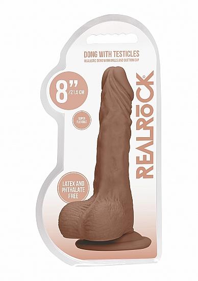Real Rock Realistic Dildo With Balls - 8" - 20 Cm - Mocha