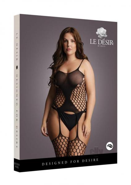 Shots Le Desir Fence Net Suspender Bodystocking Black Qs