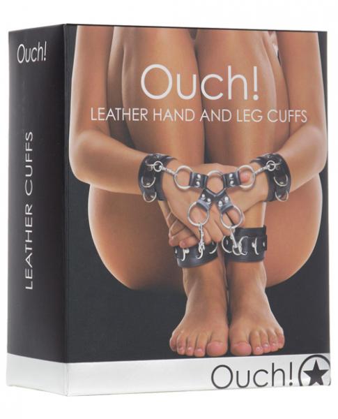 Ouch! Leather Hand And Leg Cuffs Black