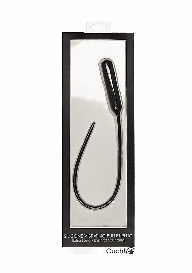 Vibrating Bullet Plug Extra Long Urethral Sound Black