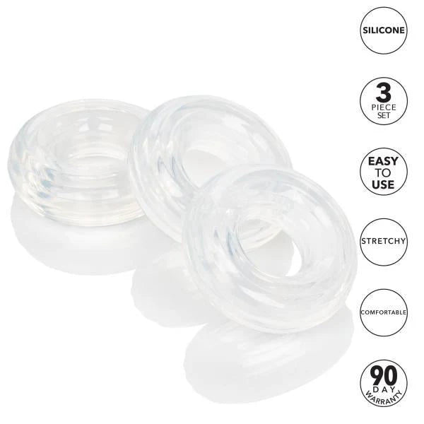 Set Of 3 Silicone Stacker Rings Clear