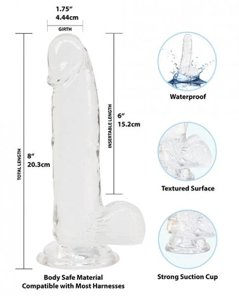 Crystal Addiction Dong 8 inches Clear