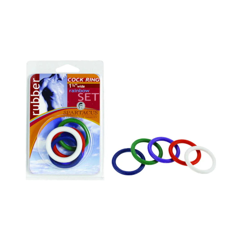 Spartacus Cock Ring Rainbow Set (4 Rubber Cock Rings)