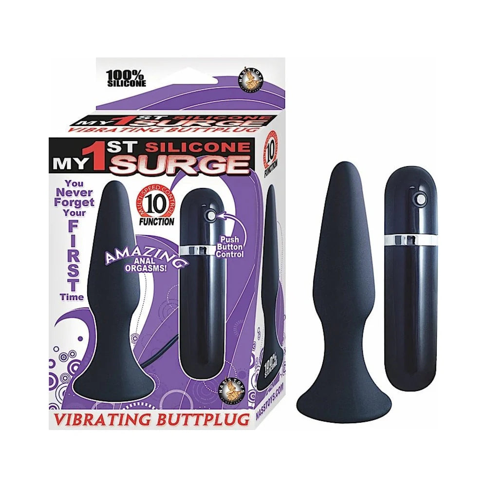My First Silicone Surge Vibrating Butt Plug 5 Inch - Black