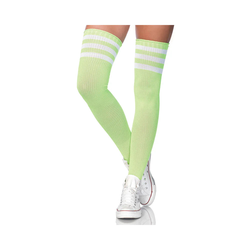 Athlete Thigh Highs with 3 Stripes Top O/S Neon Green