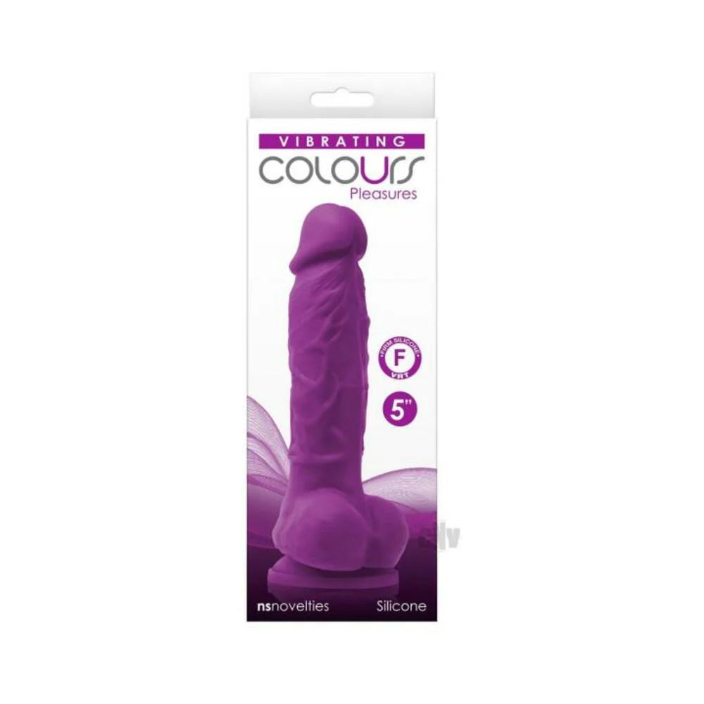 Colours Pleasures Vibrating 5" Dildo - Purple