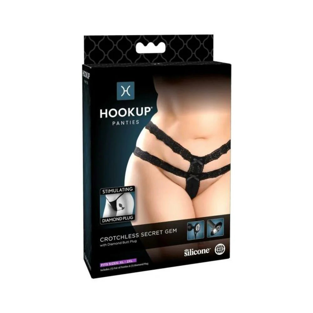 Hookup Crotchless Secret Gemblack Fits Size Xl-xxl