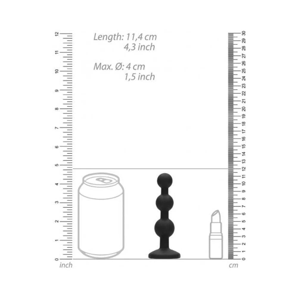 Ouch! Silicone Beaded Diamond Butt Plug - Black