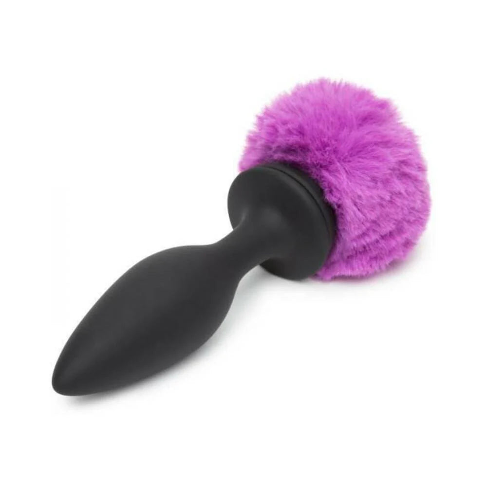 Happy Rabbit Rechargeable Vibrating Butt Plug With Interchangeable Gem And Purple Puff Large