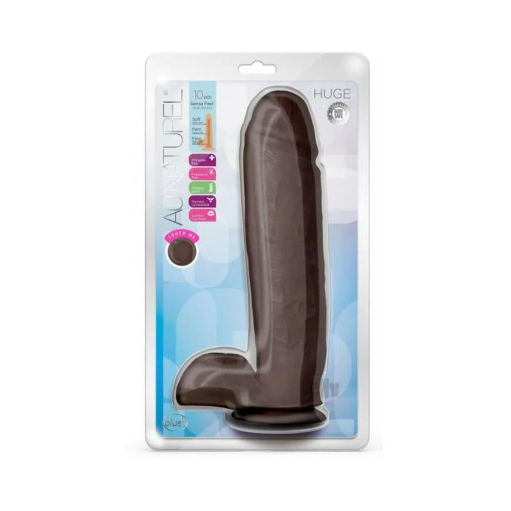 Au Naturel Huge Dildo 10 In. Chocolate