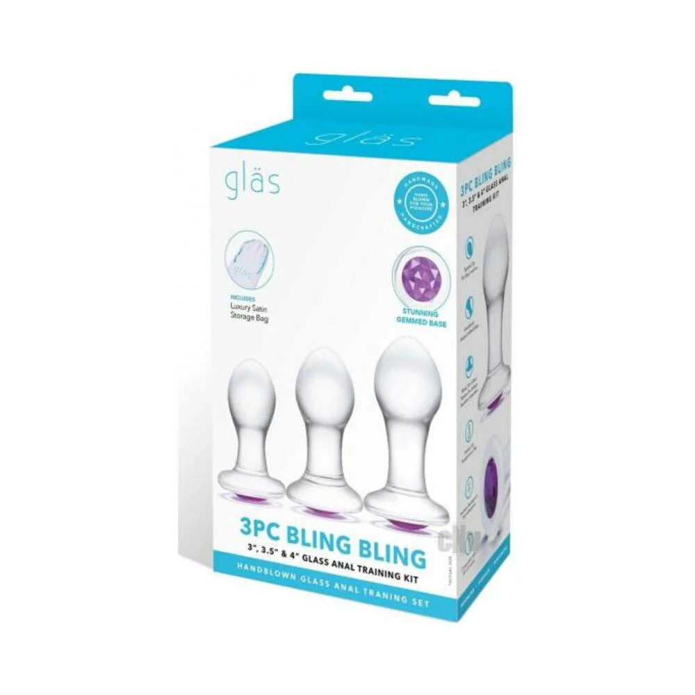 Glas Bling Bling 3", 3.5", 4" Glass Anal Training Kit