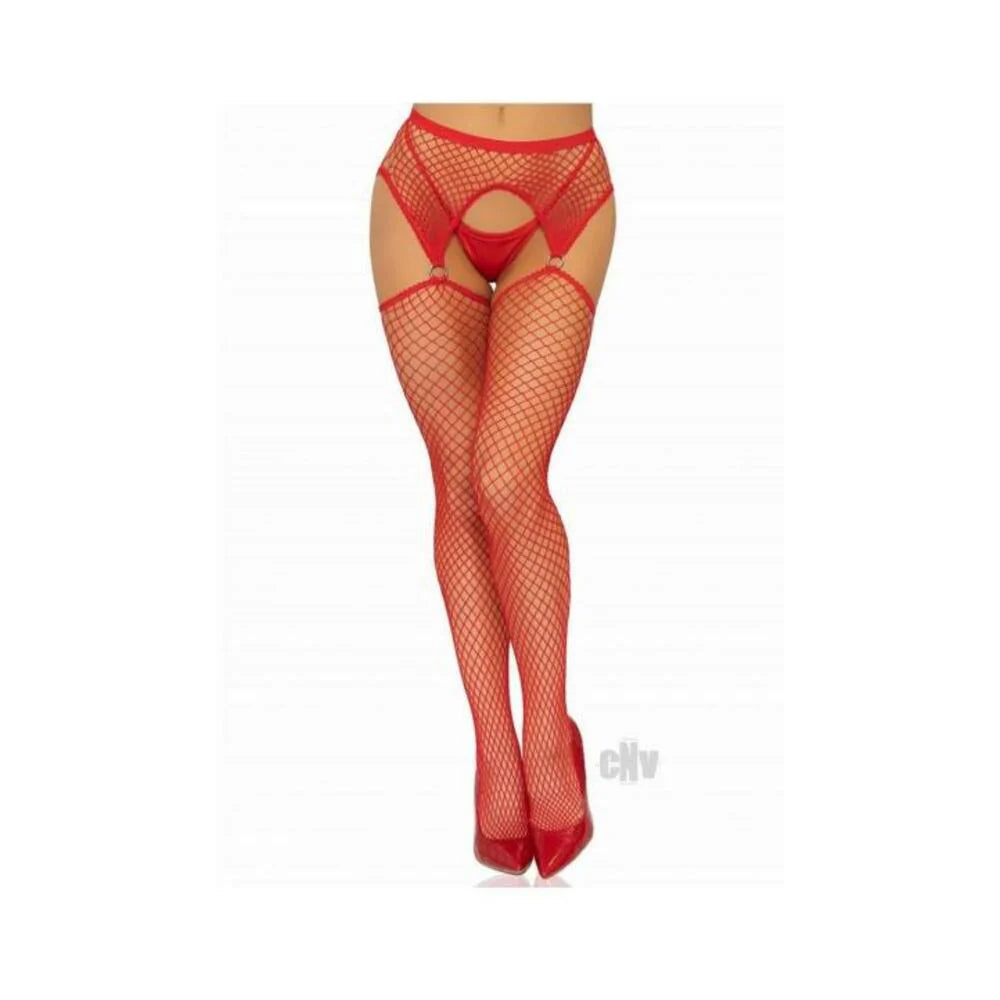 Indust Stocking Oring Garter Belt Os Red