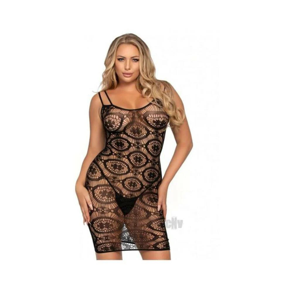 Daisy Crochet Mini Dress Os Black