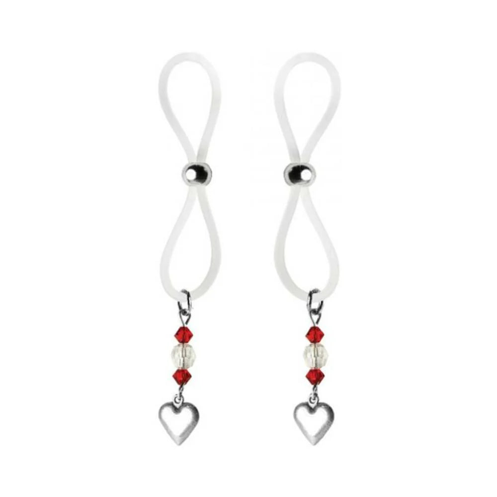 Bijoux De Nip Nipple Halos Heart Charm Red, Clear