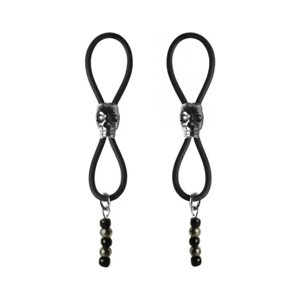Bijoux De Nip Nipple Halos Black Skull Slider Black Silver