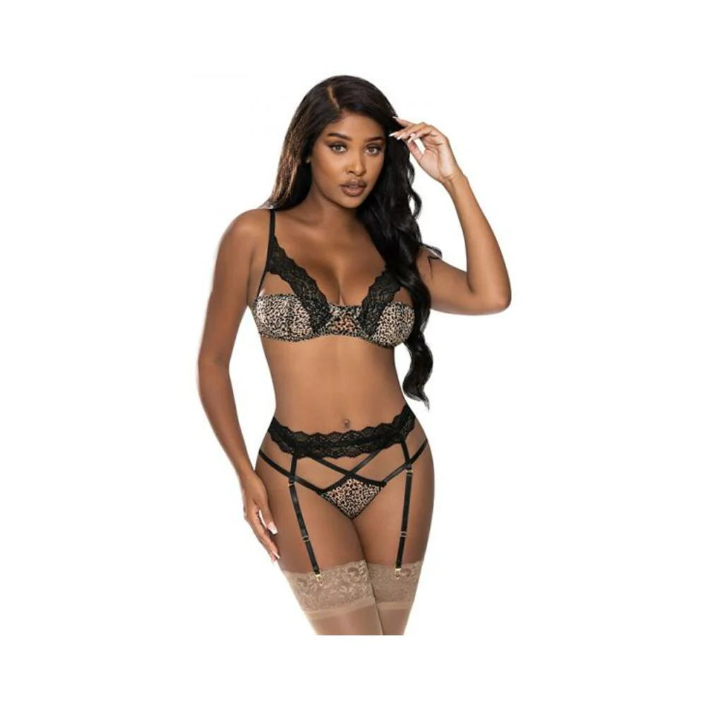Magic Silk Purrrfect Balconette Bra & Garter Panty Leopard L/xl