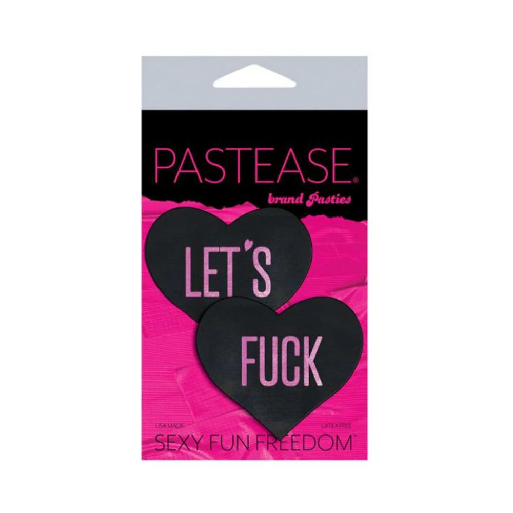 Pastease Let's F*ck Hearts Black O/S Pasties