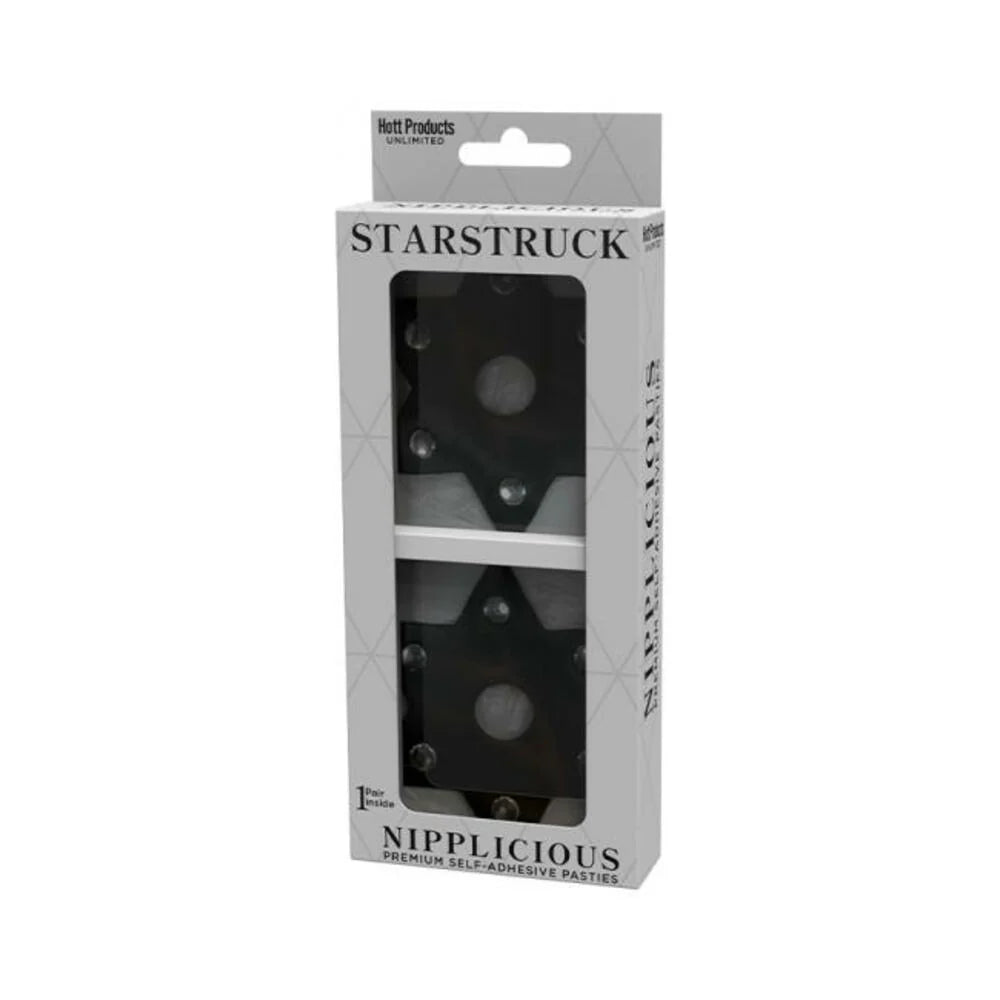 Nipplicious Starstruck Star-shaped Leather Pasties With Studs & Nipple Hole Black