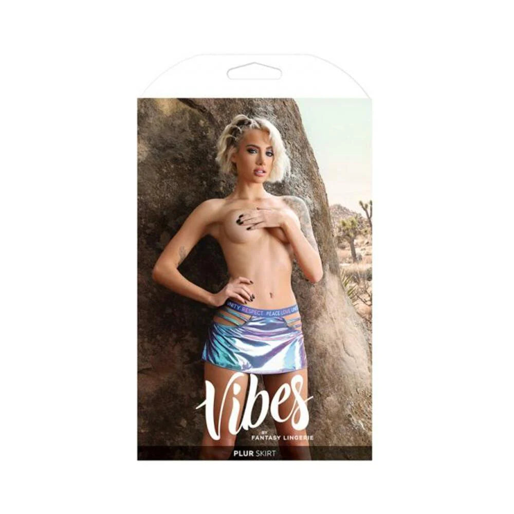 Fantasy Lingerie Vibes Plur Holographic Cut Out Skirt Separate Aqua Holo S/m