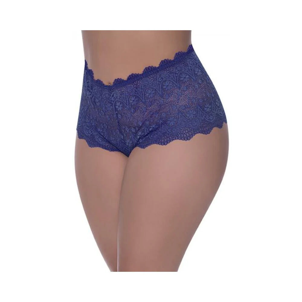 Magic Silk Berrylicious Split Crotch Lace Boyshort Blueberry Queen Size