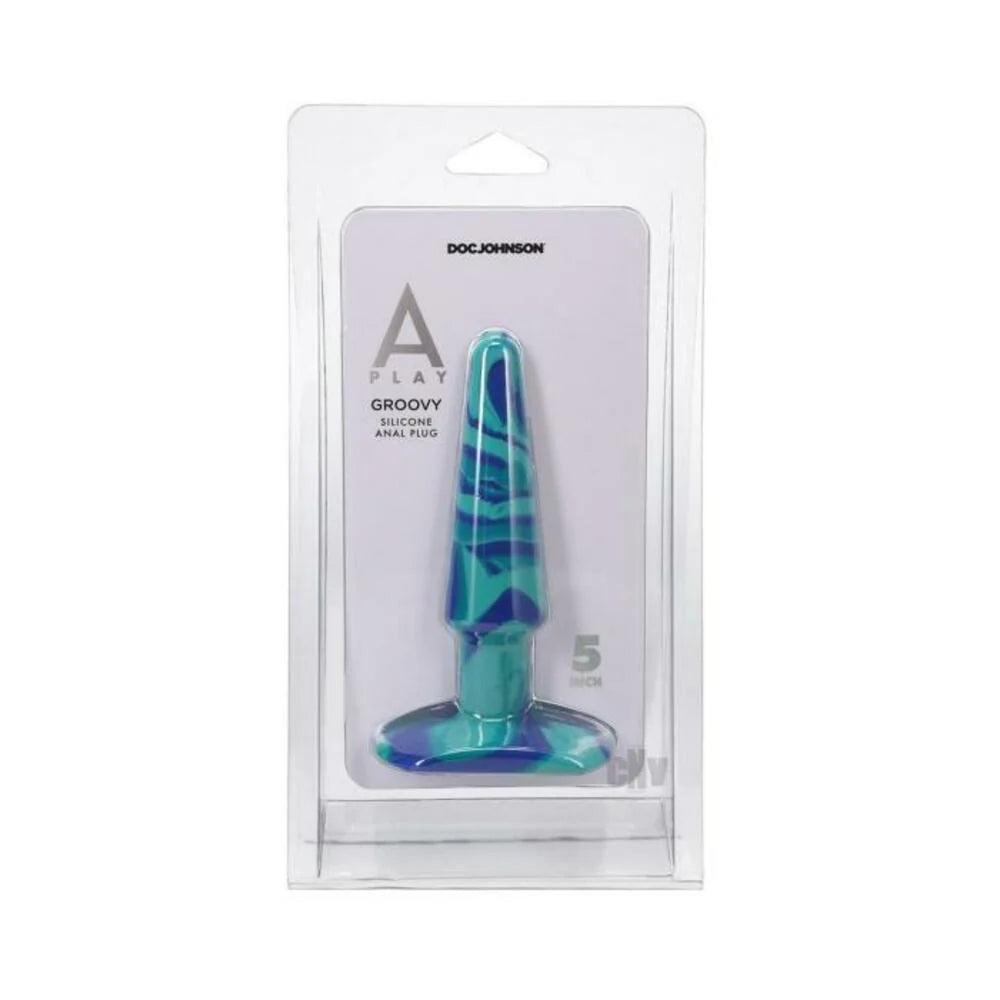 A-play Groovy 5 In. Silicone Anal Plug Ocean