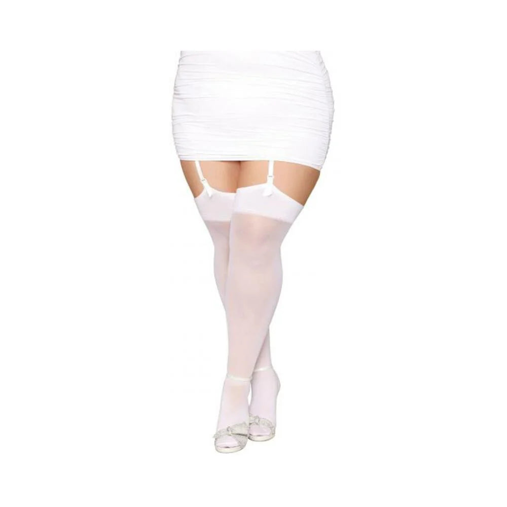 Sheer Thigh High Bride Sequin Back White Q/s