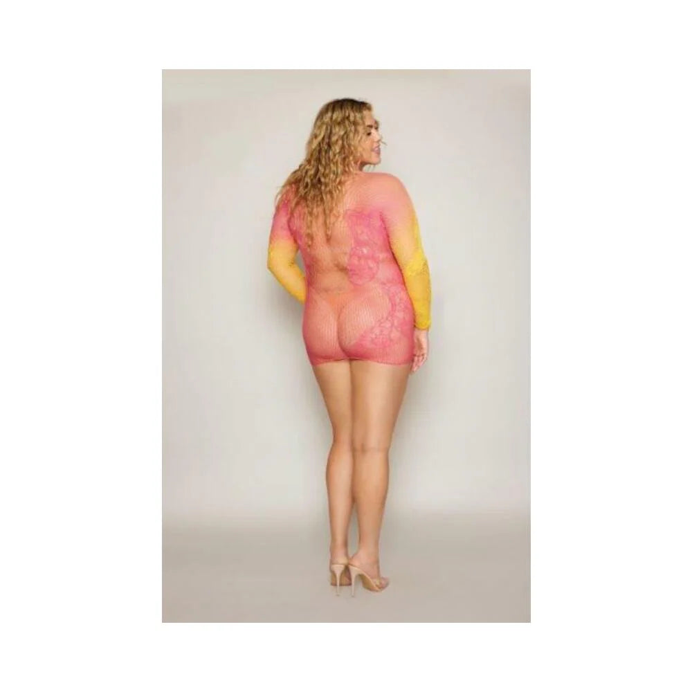Two-tone Ombre Seamless Bodystocking Watermelon/mimosa Osq