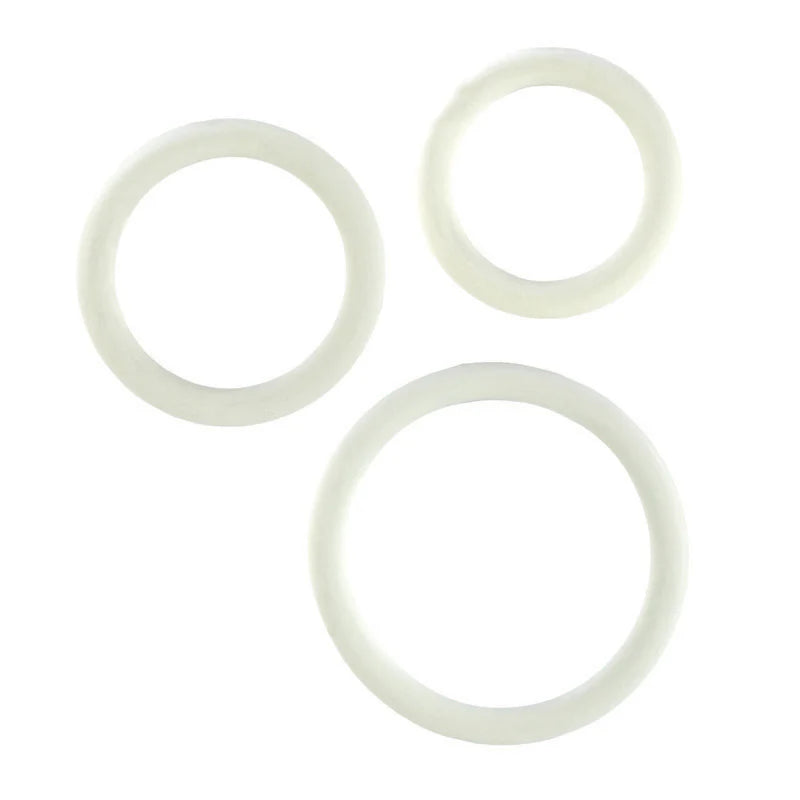 Rubber Cock Ring White 3 Piece