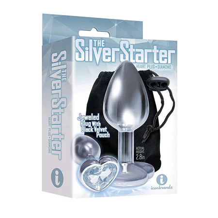 The 9's The Silver Starter Bejeweled Heart Stainless Steel Plug - Diamond