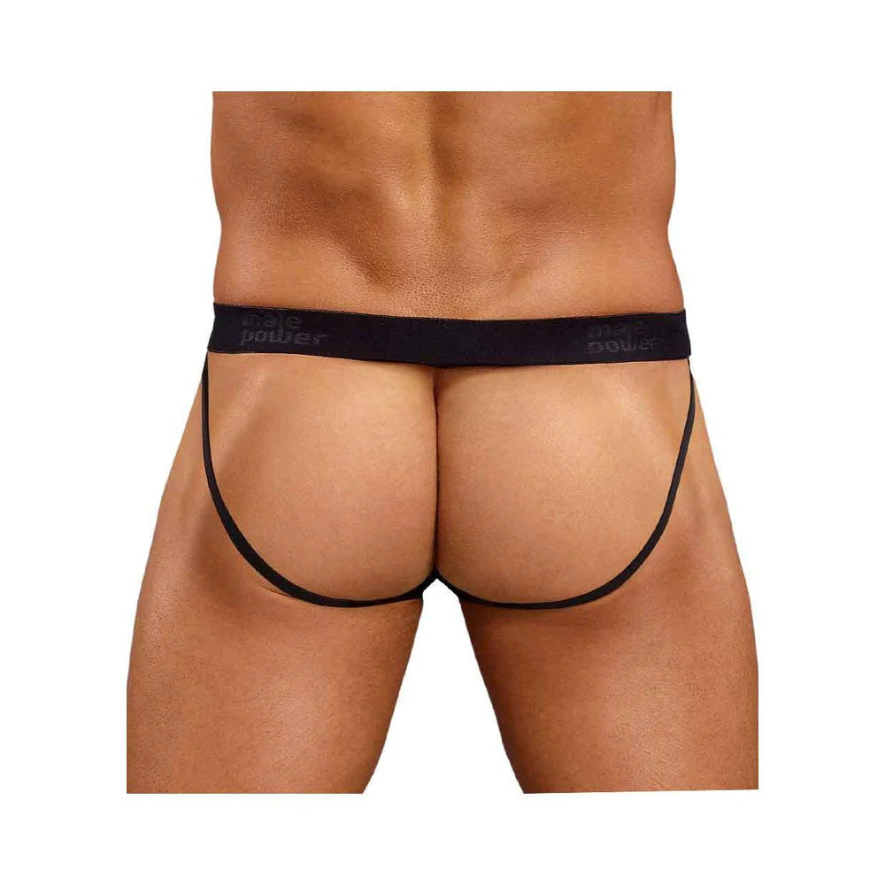 Male Power Satin Lycra Jock Strap S/M Black