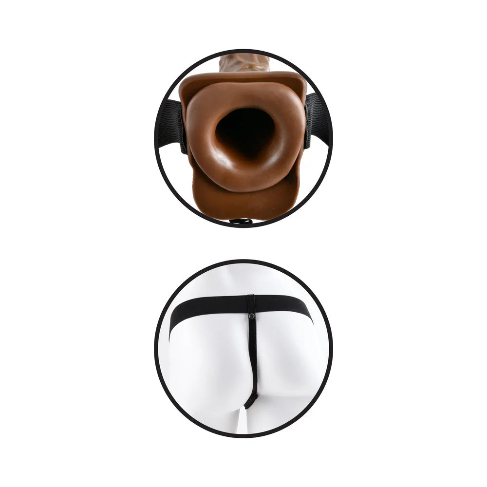 Fetish Fantasy Series 7in Vibrating Hollow Strap-on With Balls Brown