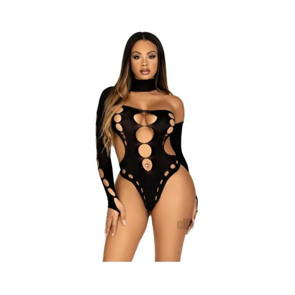 Seamles Asymmetric Thong Bodysuit Os Blk