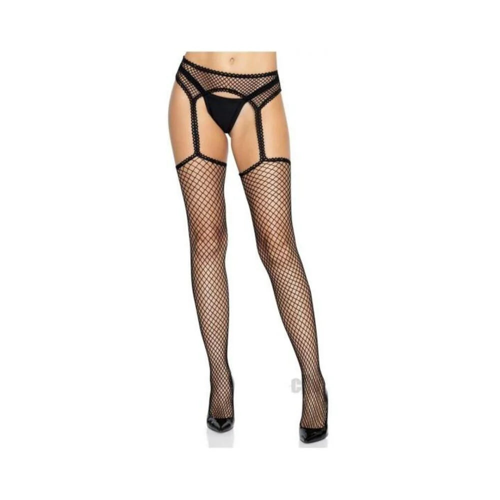 Indust Stocking Scallop Garter Os Blk