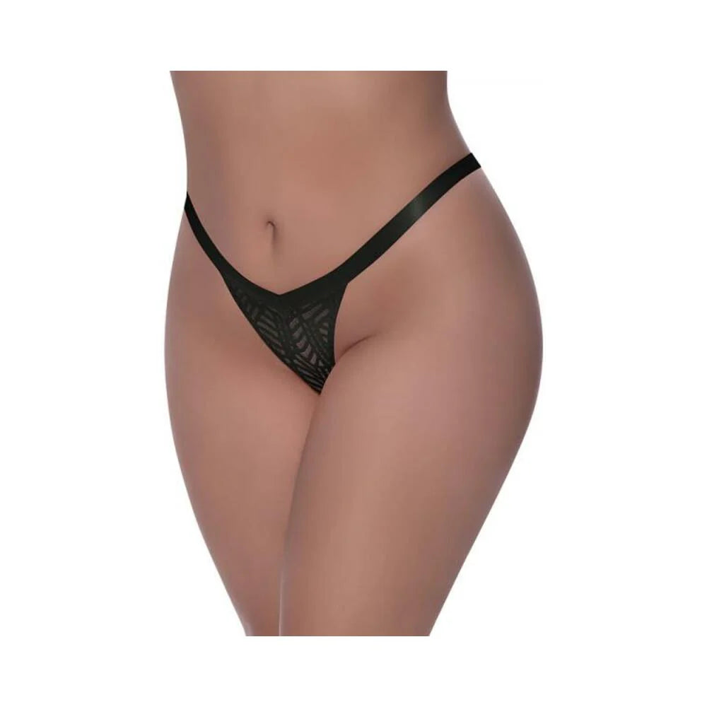 Magic Silk Rude Awakening Split Crotch Thong Black Queen Size