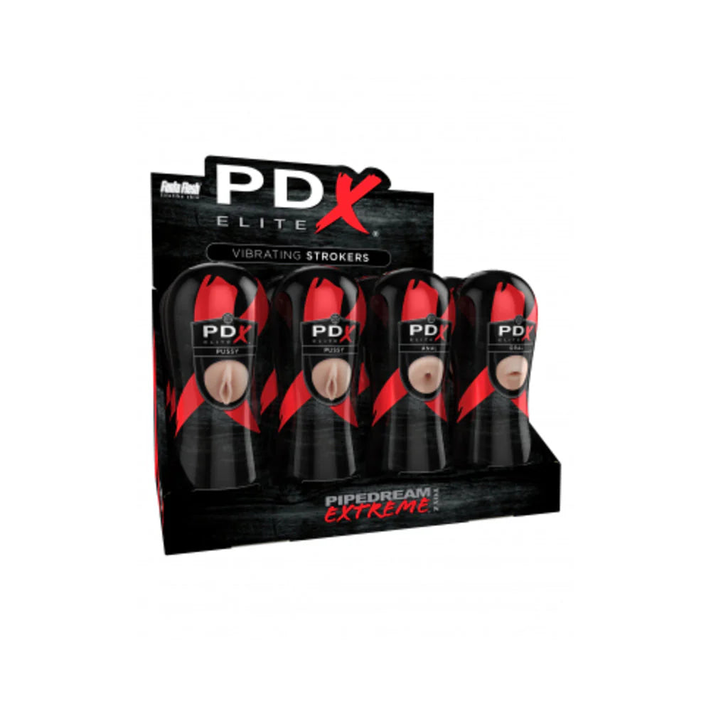 Pdx Elite Vibrating Pussy Mouth Ass Stroker Display Of 12