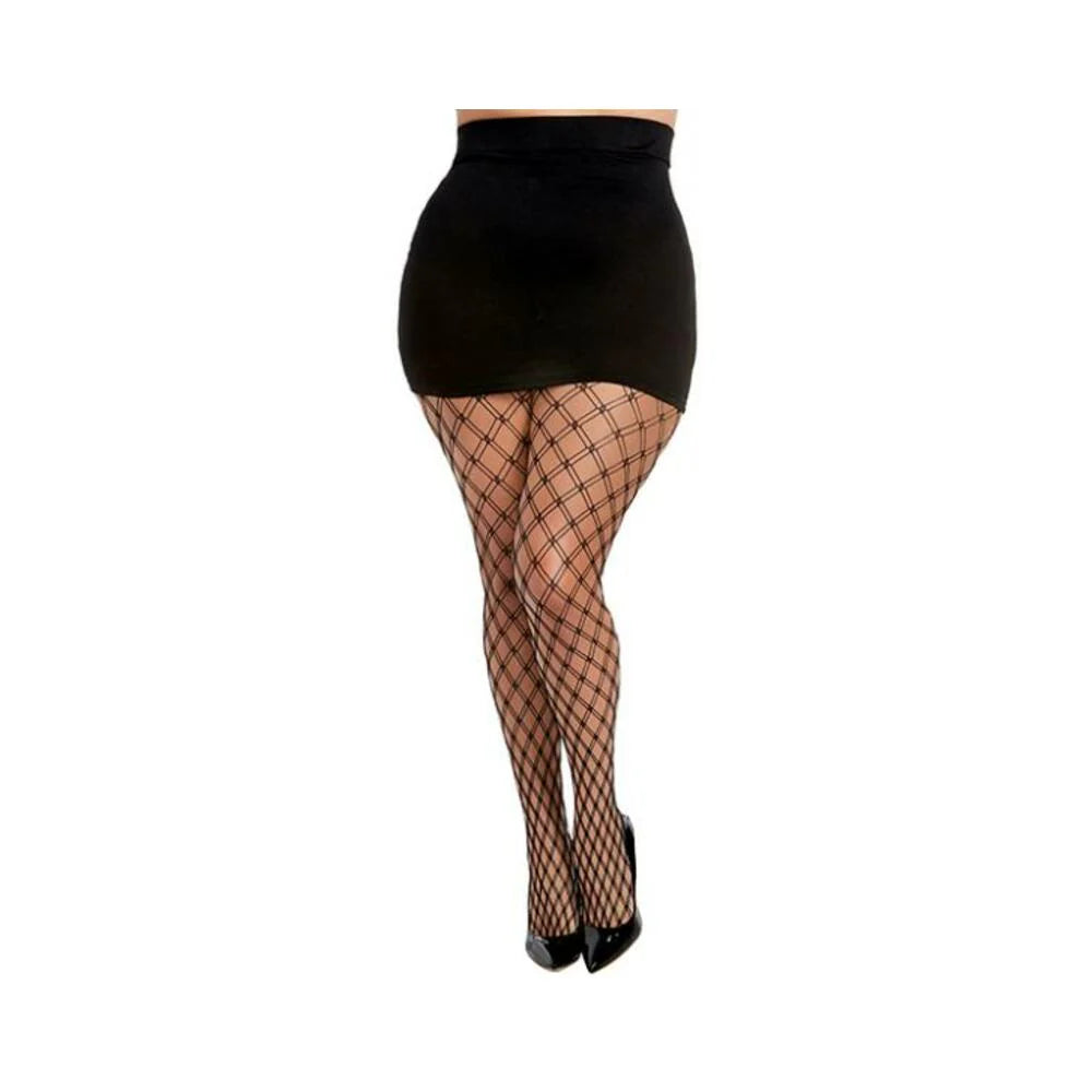 Dreamgirl Double-knitted Fence-net Pantyhose Black Osq